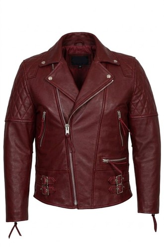 Herren echtleder bikerjacke - echtleder,